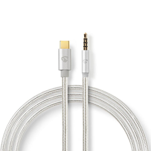 USB-C™ Adapter | USB 2.0 | USB-C™ Male | 3.5 mm Male | 1.00 m | Round | Gold Plated | Braided / Nylon | Aluminum | Carton with covered window