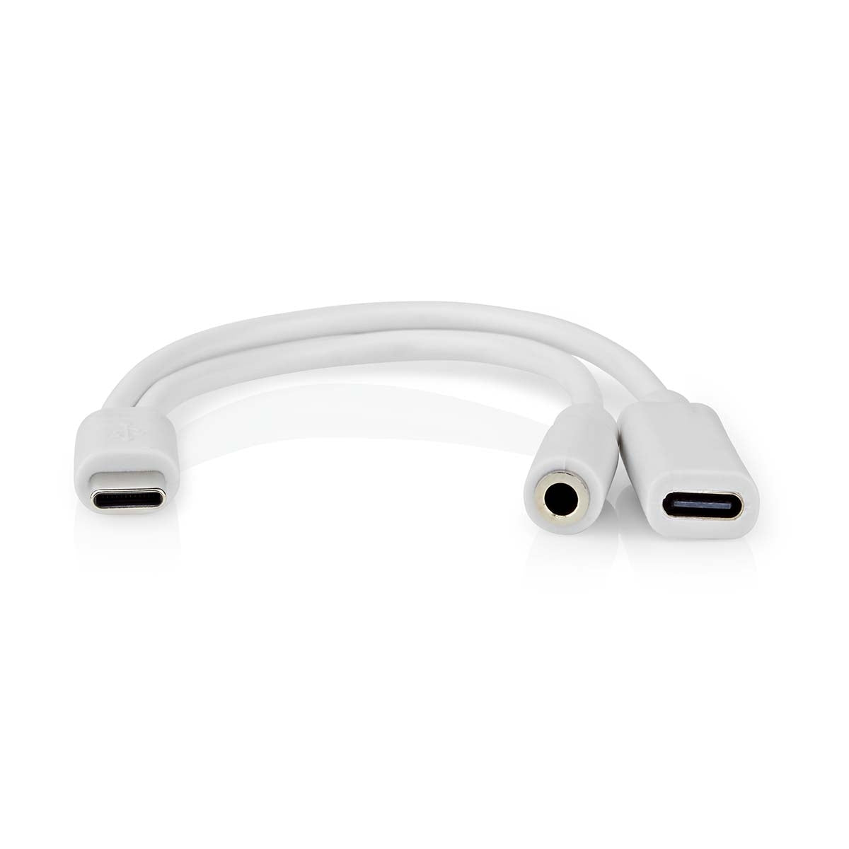 USB-C™ Adapter | USB 2.0 | USB-C™ Male | USB-C™ Female / 3.5 mm Female | 0.10 m | Round | Nickel Plated | PVC | White | Box