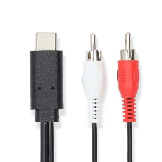 USB-C™ Adapter | USB 3.2 Gen 1 | USB-C™ Male | 2x RCA Male | 1.00 m | Round | Nickel Plated | PVC | Black | Label