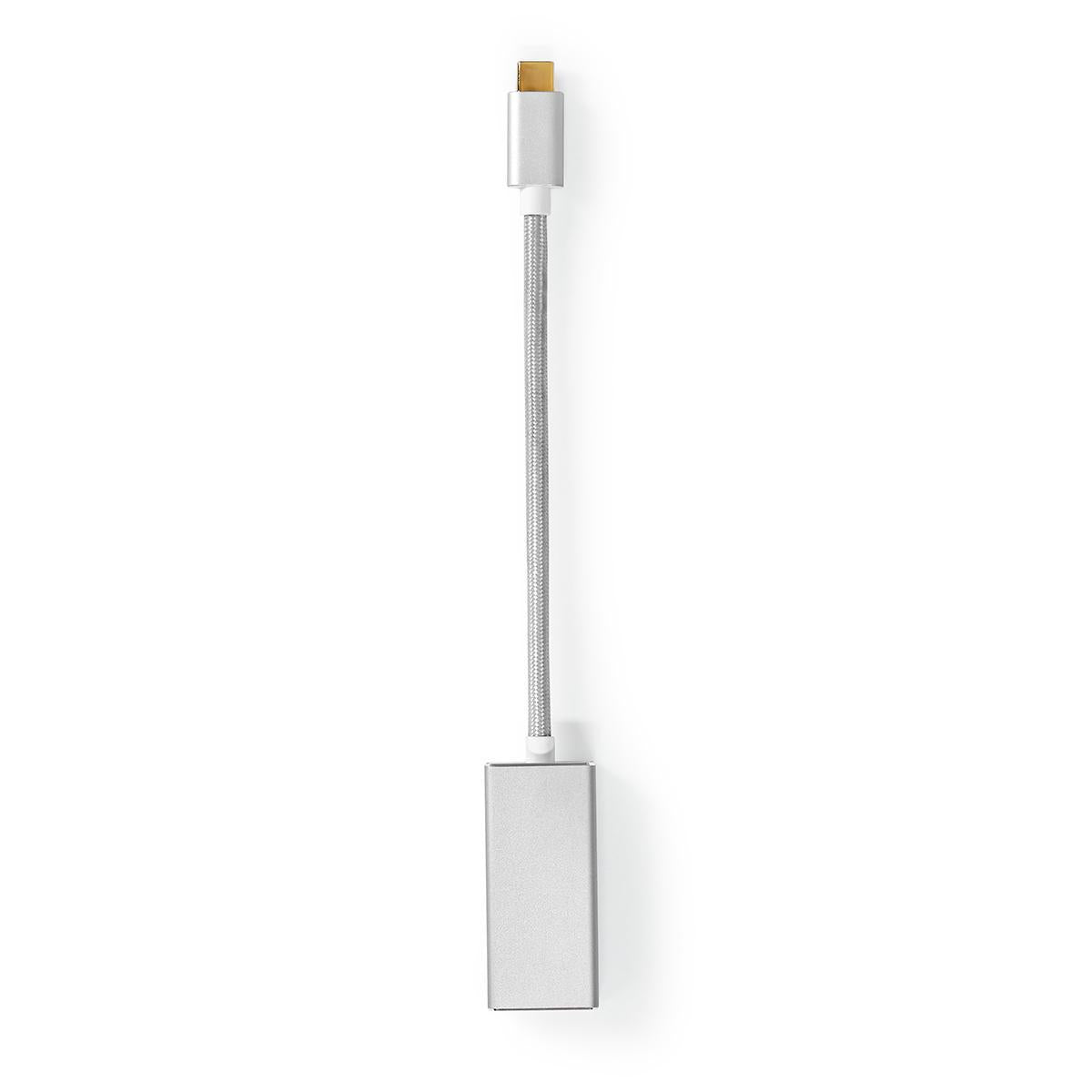 USB-C™ Adapter | USB 3.2 Gen 1 | USB-C™ Male | DisplayPort Female | 0.20 m | Round | Gold Plated | Braided / Nylon | Silver | Carton with covered window
