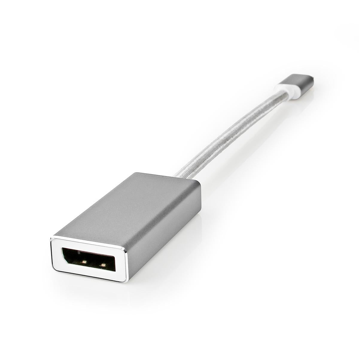 USB-C™ Adapter | USB 3.2 Gen 1 | USB-C™ Male | DisplayPort Female | 0.20 m | Round | Gold Plated | Braided / Nylon | Silver | Carton with covered window