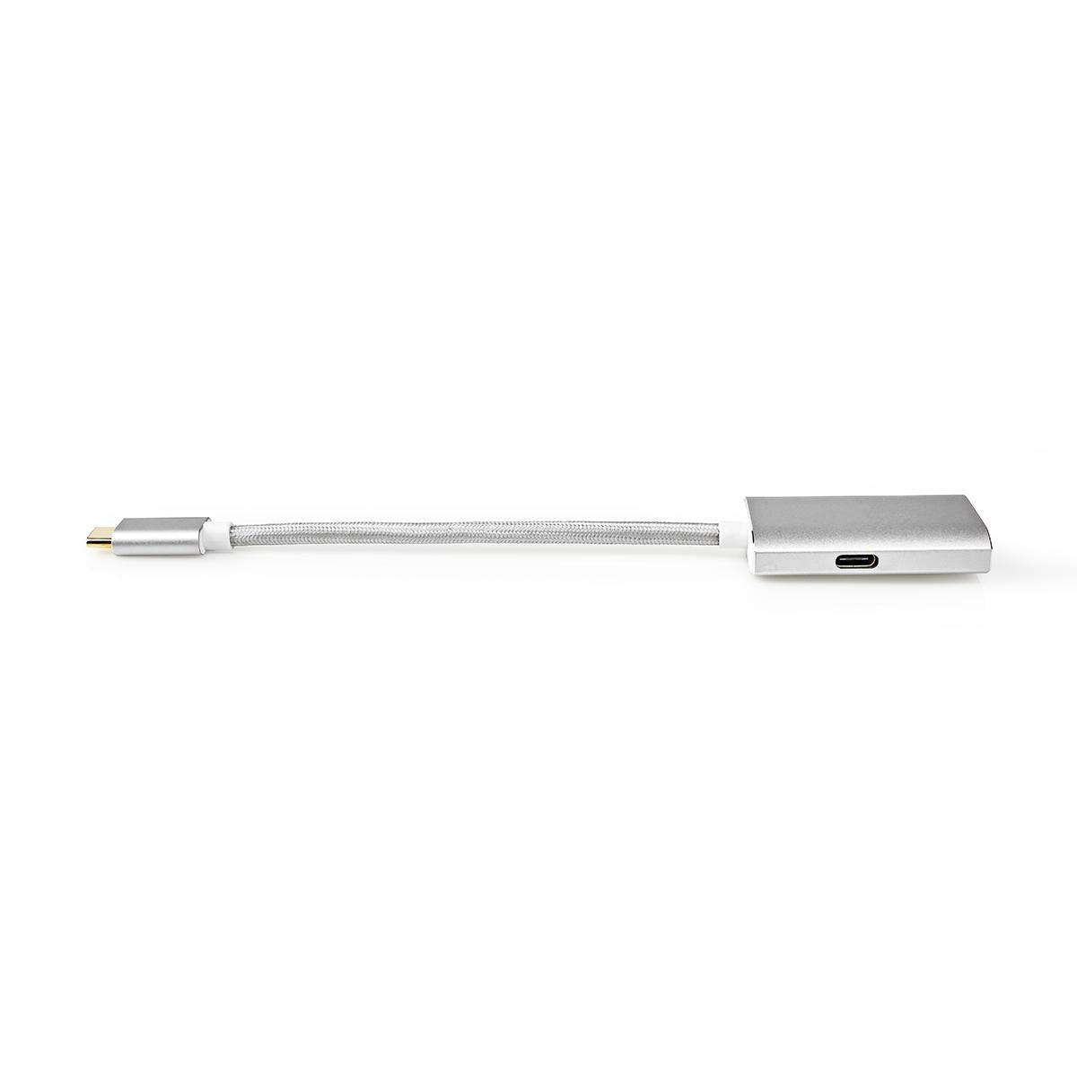 USB-C™ Adapter | USB 3.2 Gen 1 | USB-C™ Male | DisplayPort Female / USB-C™ Female | 4K@60Hz | Power delivery | 0.20 m | Round | Gold Plated | Braided / Nylon | Silver | Carton with covered window