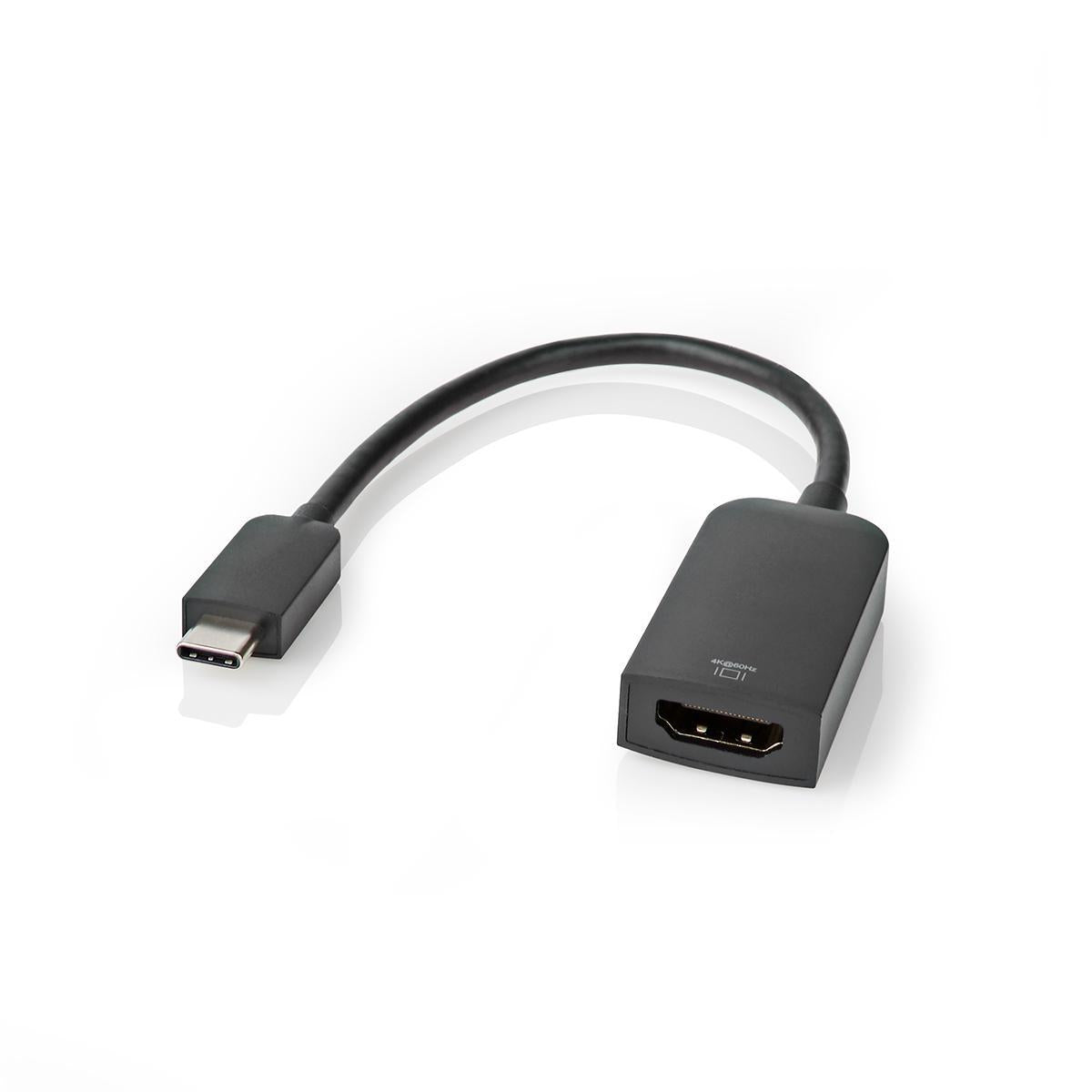 USB-C™ Adapter | USB 3.2 Gen 1 | USB-C™ Male | HDMI™ Female | 4K@60Hz | 0.20 m | Round | Nickel Plated | PVC | Black | Plastic bag