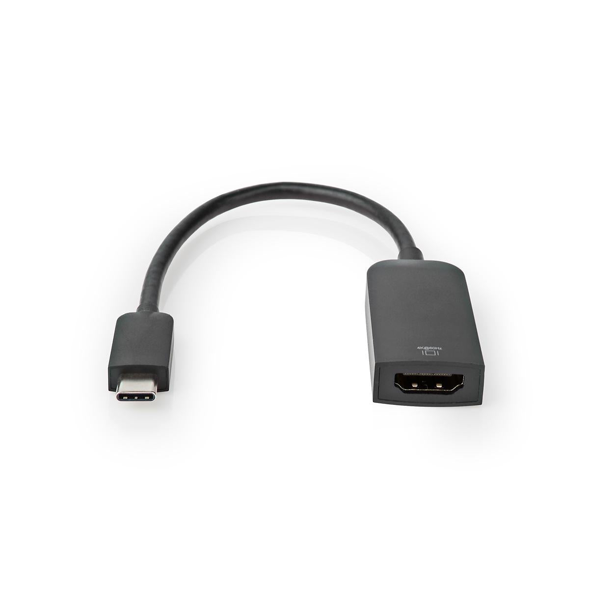 USB-C™ Adapter | USB 3.2 Gen 1 | USB-C™ Male | HDMI™ Female | 4K@60Hz | 0.20 m | Round | Nickel Plated | PVC | Black | Plastic bag