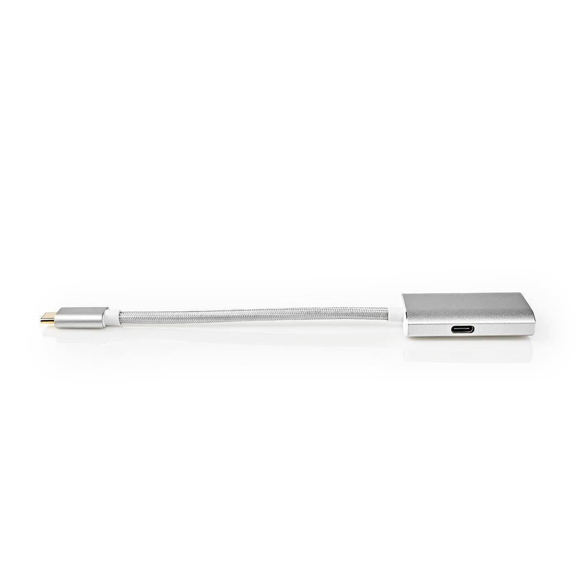 USB-C™ Adapter | USB 3.2 Gen 1 | USB-C™ Male | HDMI™ Female | 4K@60Hz | Power delivery | 0.20 m | Round | Gold Plated | Braided / Nylon | Silver | Carton with covered window