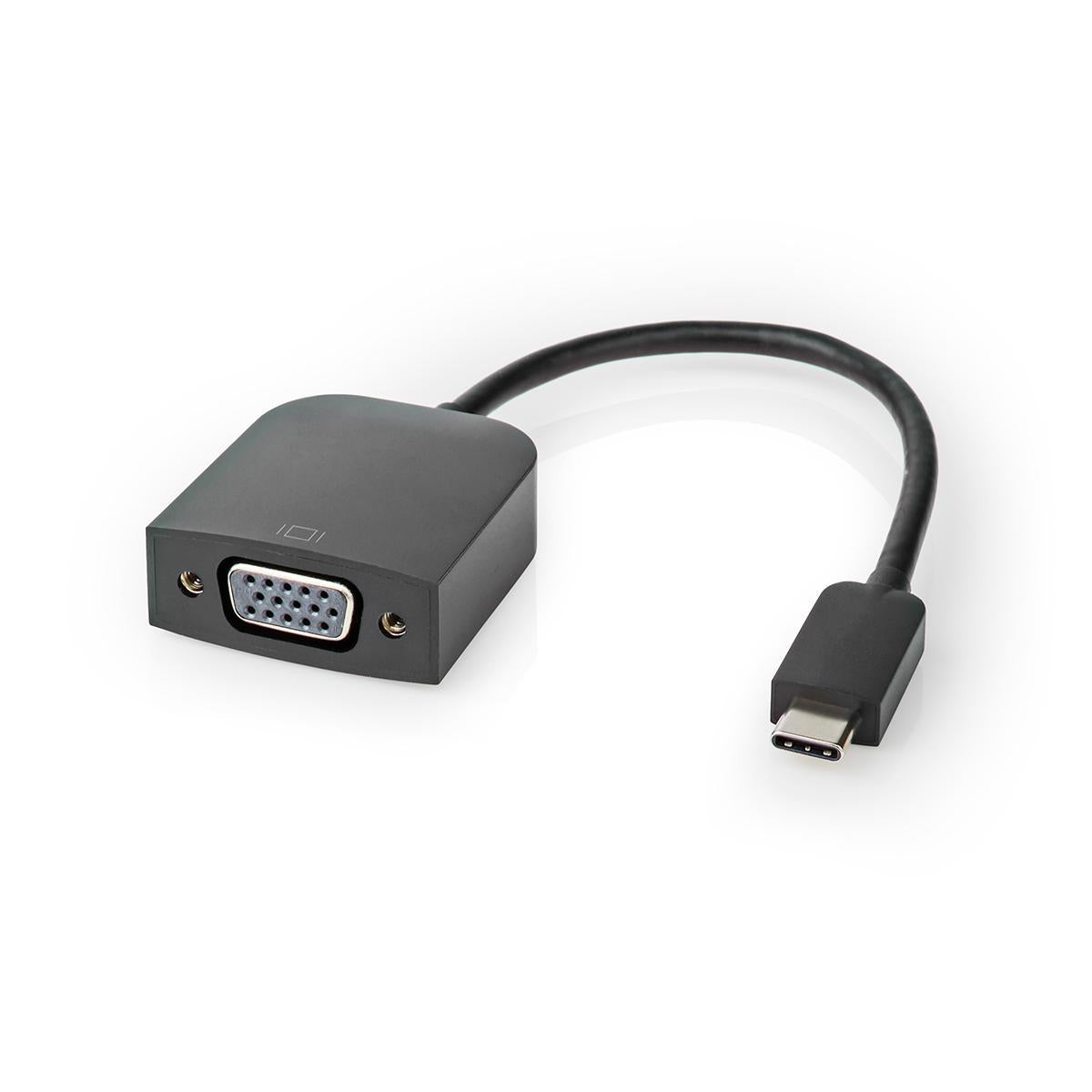 USB-C™ Adapter | USB 3.2 Gen 1 | USB-C™ Male | VGA female 15p | 1920x1200 | 5 Gbps | 0.20 m | Round | Nickel Plated | PVC | Black | Plastic bag