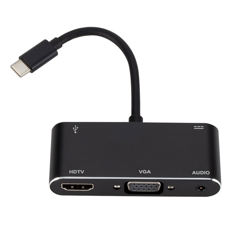 USB-C Adapter for HDMI, VGA, Audio, USB-C PD - Black