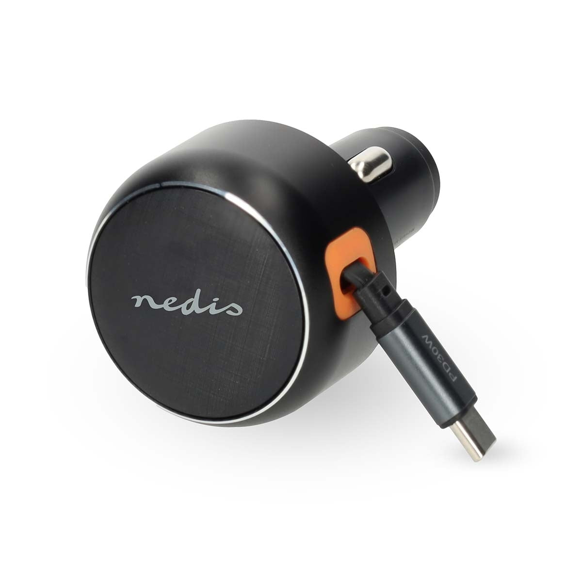 USB-C Car Charger, 30W, Retractable Cable, Auto Voltage