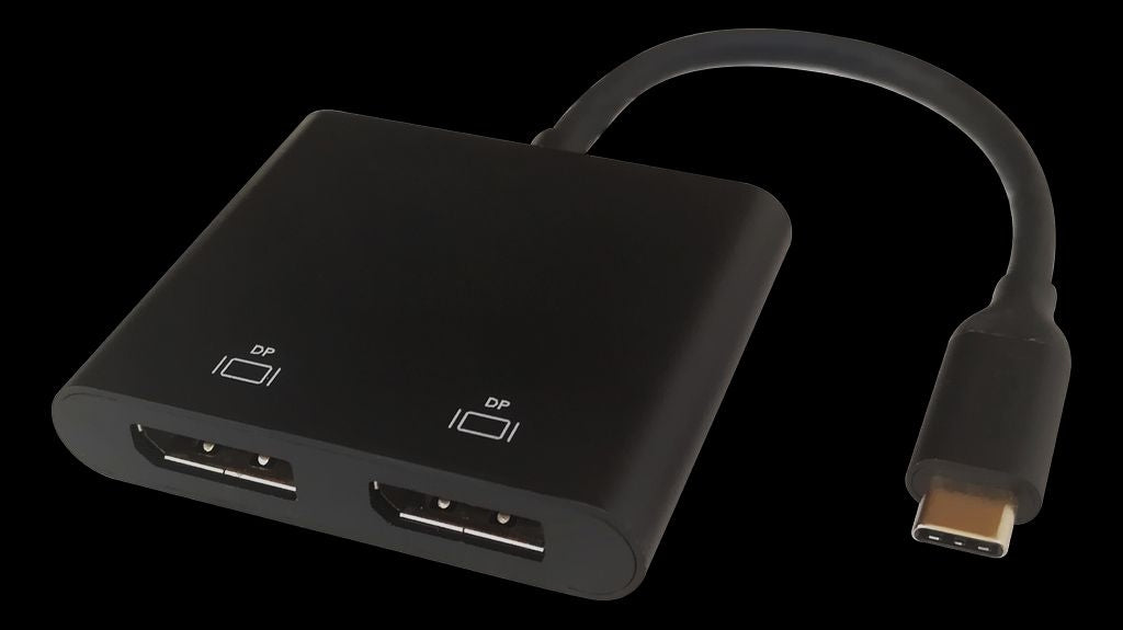 USB-C MST HUB, 2x 4K/60Hz, DP x 2, black, 0.1m