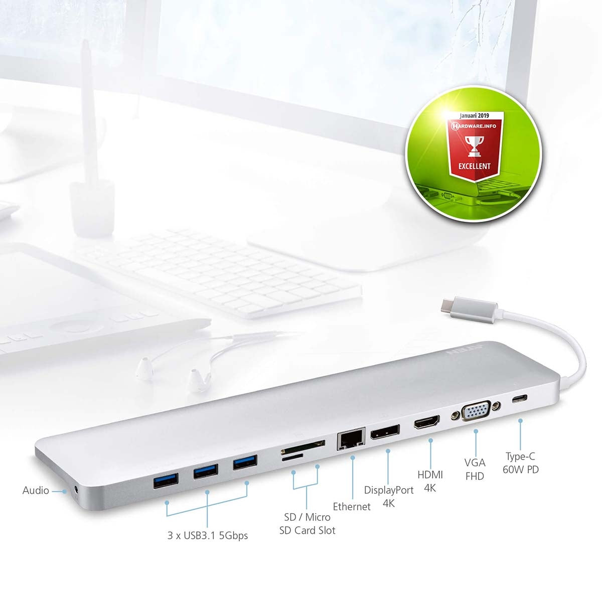 USB-C Multiport Dock with Power Pass-Thr