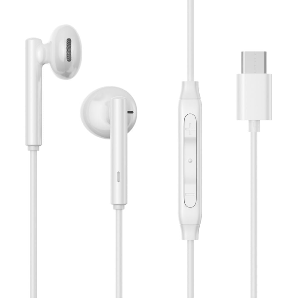 USB-C Series Half In-Ear Wired Headphones - White
