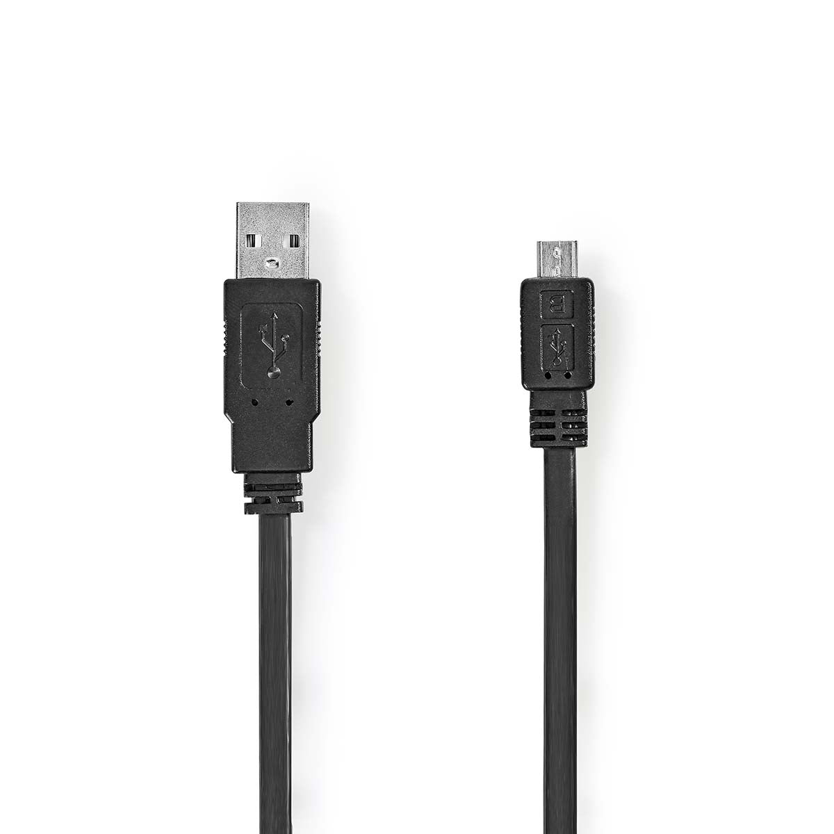 USB Cable | USB 2.0 | USB-A Male | USB Micro-B Male | 480 Mbps | Nickel Plated | 1.00 m | Flat | PVC | Black | Label