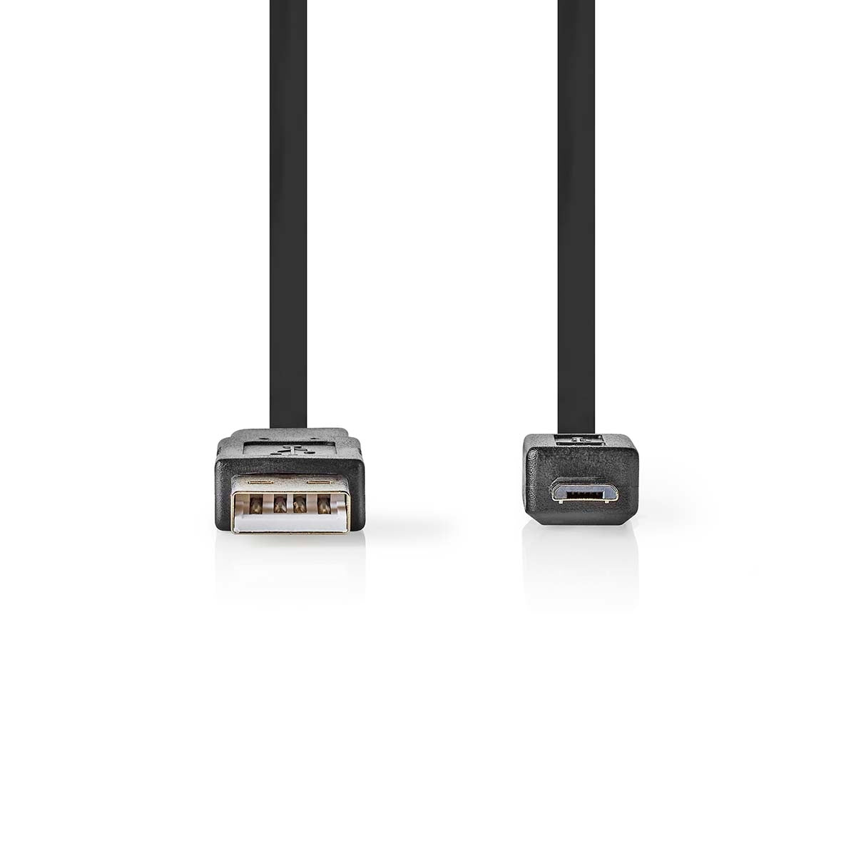 USB Cable | USB 2.0 | USB-A Male | USB Micro-B Male | 480 Mbps | Nickel Plated | 1.00 m | Flat | PVC | Black | Label