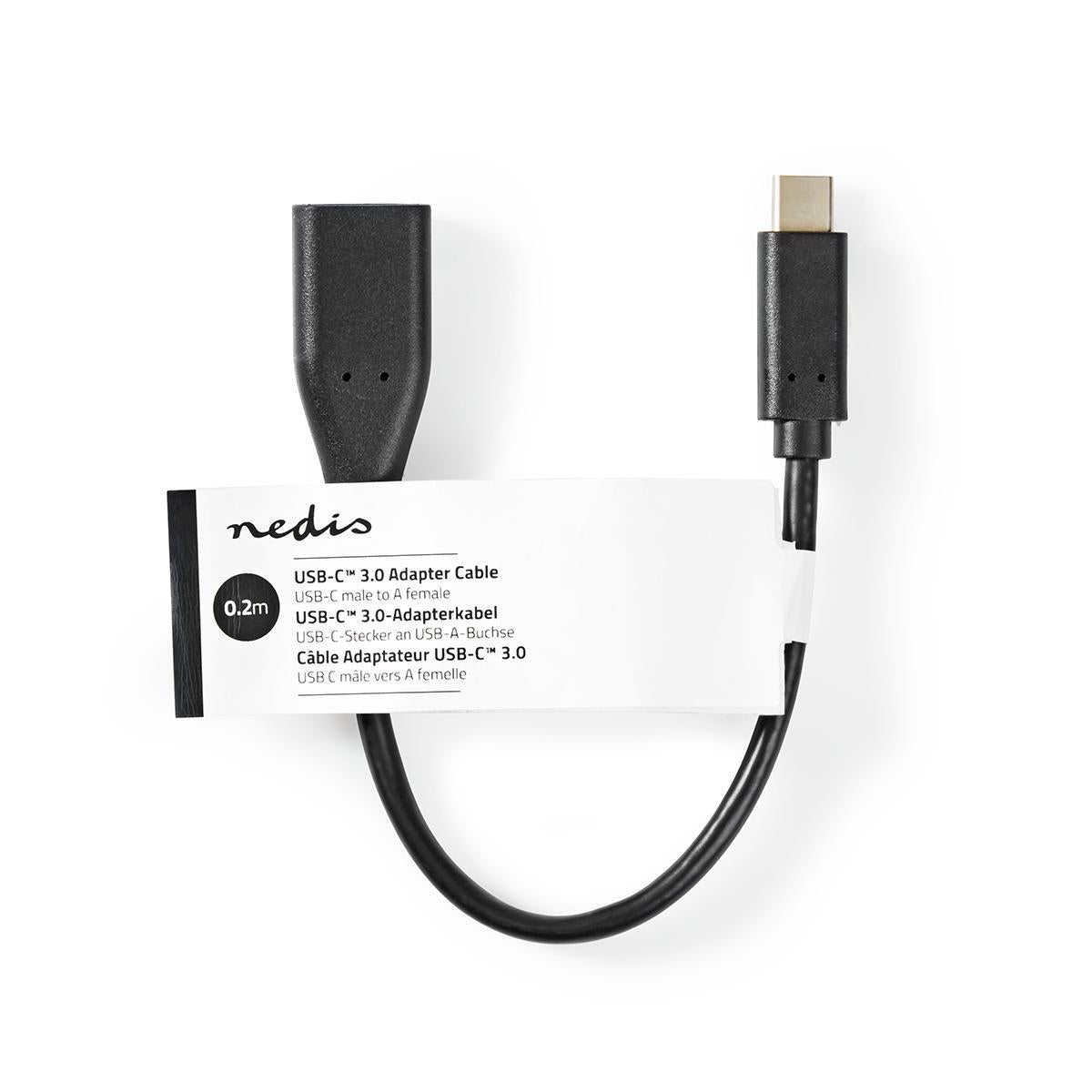USB-C to USB-A Adapter, 5 Gbps, OTG, 0.20 m, Black