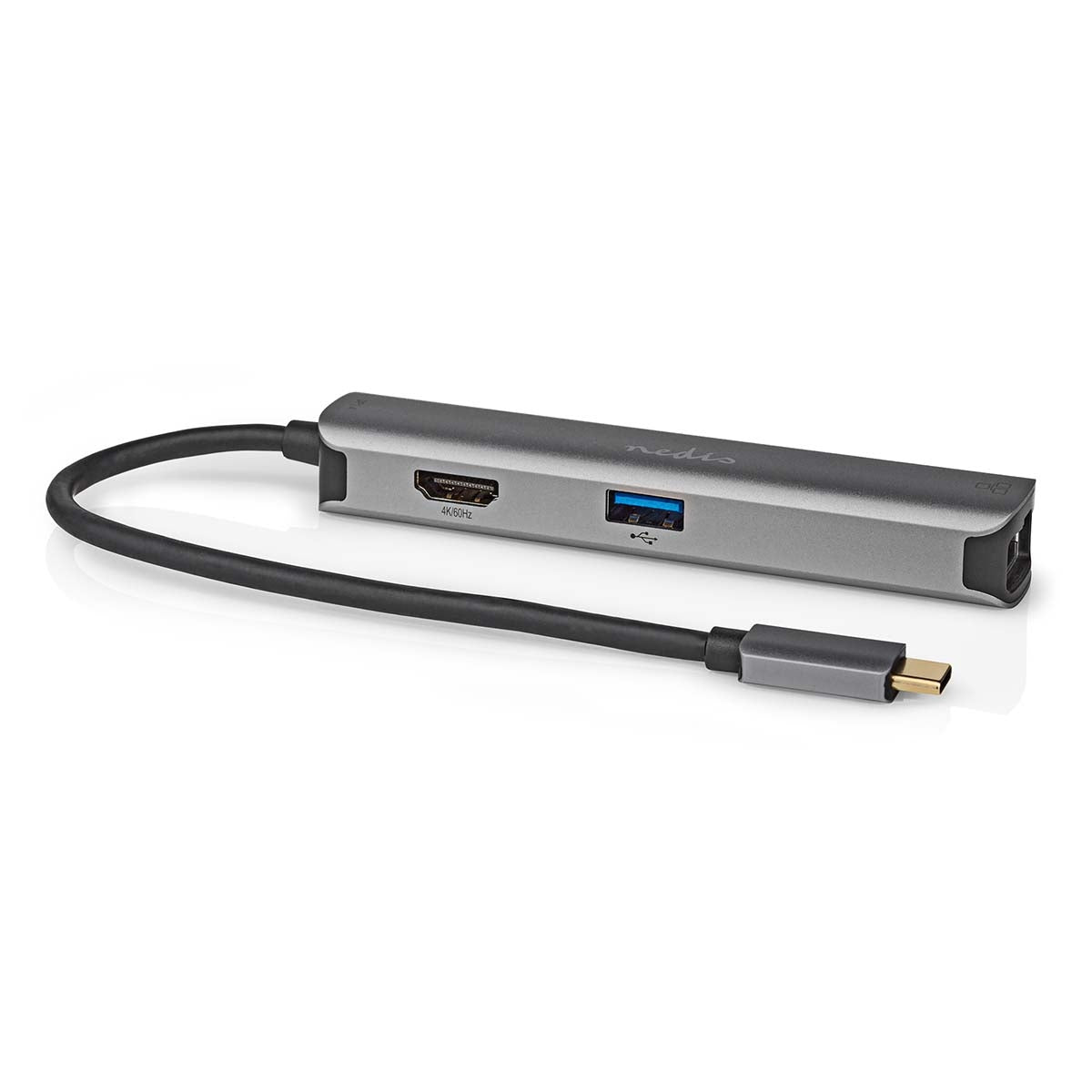 USB Multi-Port Adapter | USB 3.2 Gen 1 | USB-C™ Male | HDMI™ Female / RJ45 Female / 3x USB-A Female | 5 Gbps | 0.20 m | Round | Gold Plated | PVC | Anthracite | Box