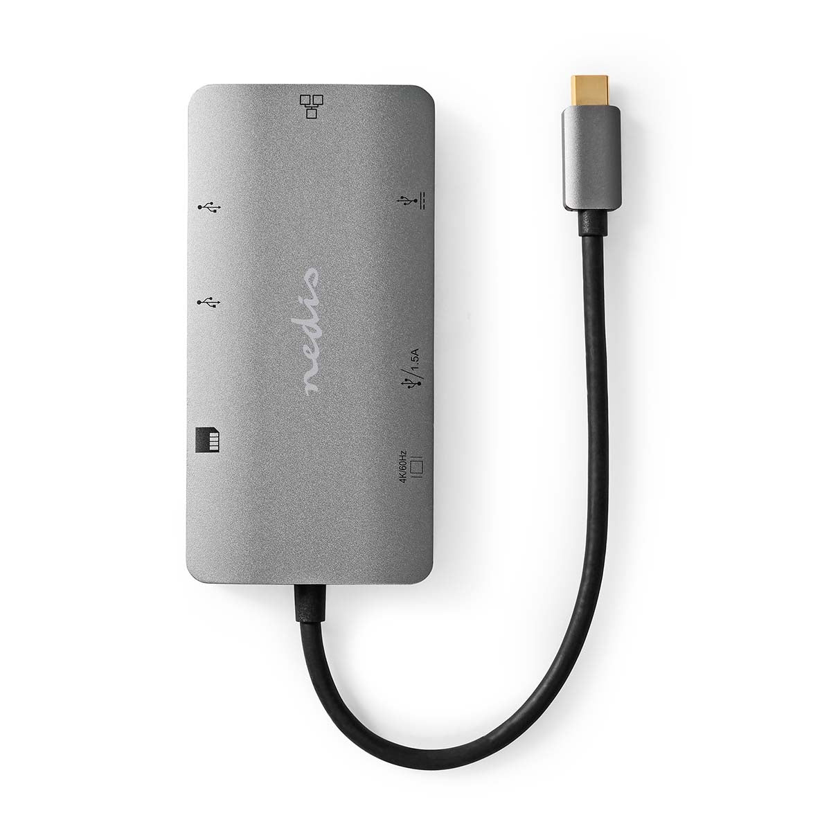 USB Multi-Port Adapter | USB 3.2 Gen 1 | USB-C™ Male | HDMI™ Output / Micro SD / RJ45 Female / SD / USB-C™ Female / 3x USB-A Female | 5 Gbps | 0.20 m | Round | Gold Plated | PVC | Anthracite | Box