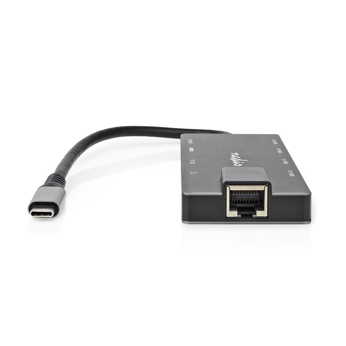 USB Multi-Port Adapter | USB 3.2 Gen 1 | USB-C™ Male | HDMI™ Output / RJ45 Female / SD / 2x USB-C™ / 3.5 mm Female / 3x USB-A Female | 5 Gbps | 0.20 m | Round | Gold Plated | PVC | Anthracite | Box