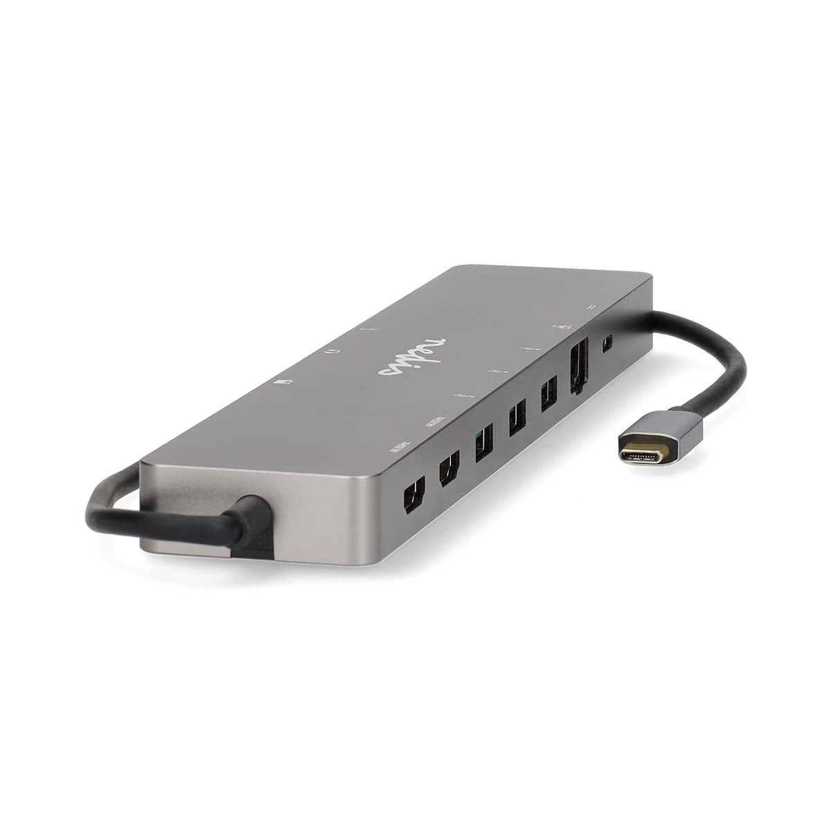 USB Multi-Port Adapter | USB 3.2 Gen 1 | USB-C™ Male | Micro SD / RJ45 Female / SD / 2x HDMI™ / 2x USB-C™ / 3x USB-A Female | 0.40 m | Round | Gold Plated | TPE | Anthracite | Box