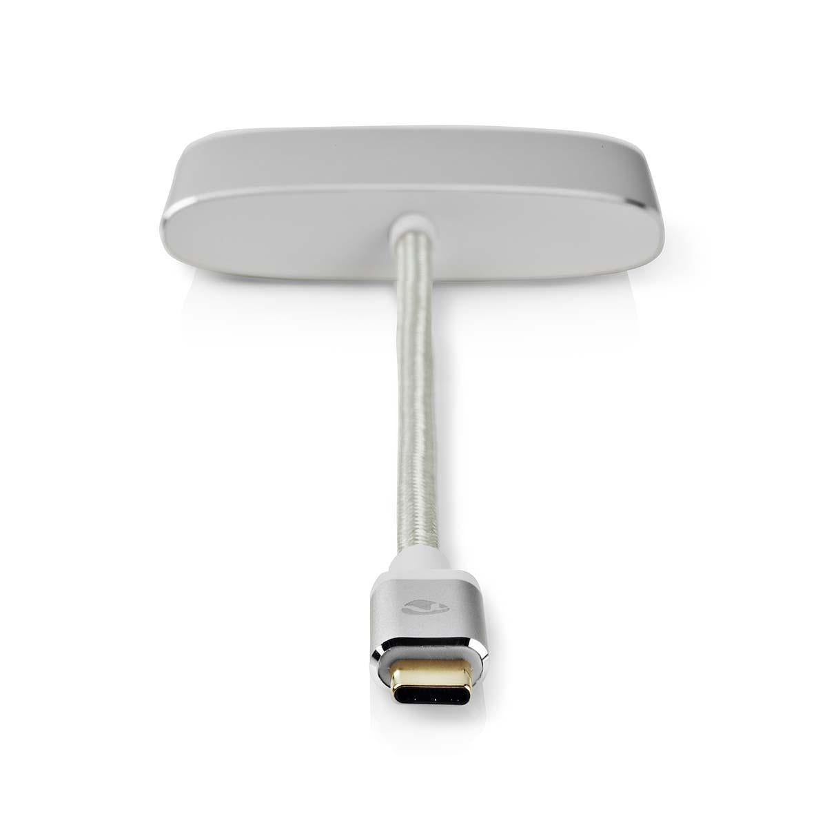 USB Multi-Port Adapter | USB 3.2 Gen 1 | USB-C™ Male | USB-A Female / USB-C™ Female / VGA Female 15p | 5 Gbps | 0.20 m | Round | Gold Plated | Braided / Nylon | Silver | Carton with covered window