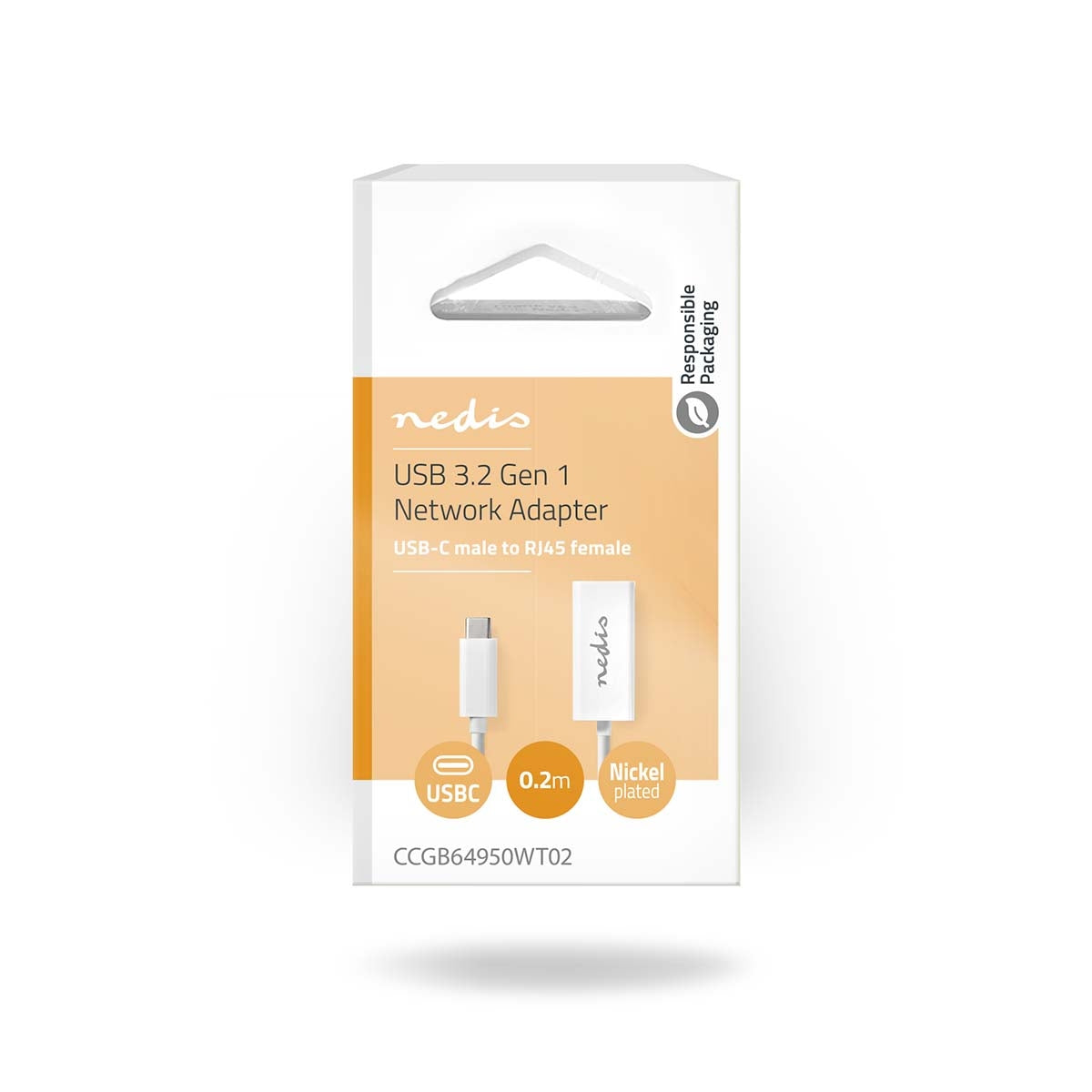 USB Network Card | USB 3.2 Gen 1 | 1000 Mbps | USB-C™ Male | RJ45 Female | 0.20 m | Round | Nickel Plated | Tinned Copper | White | Box