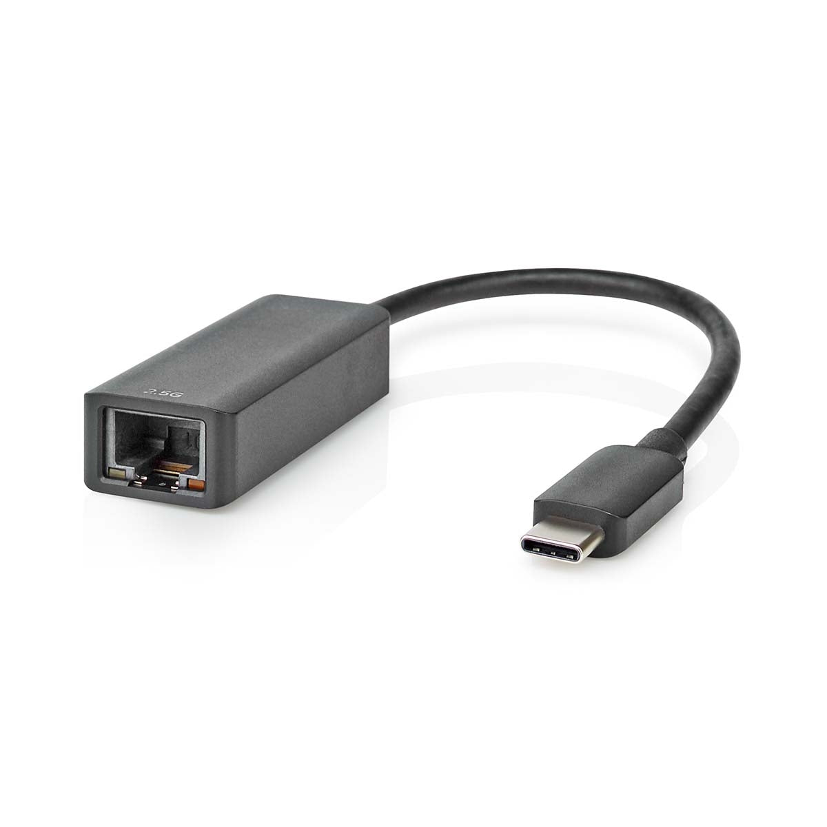 USB Network Card | USB 3.2 Gen 1 | 2.5 Gbps | USB-C™ Male | RJ45 Female | 0.2 m| Round | Gold Plated | Tinned Copper | Black | Envelope