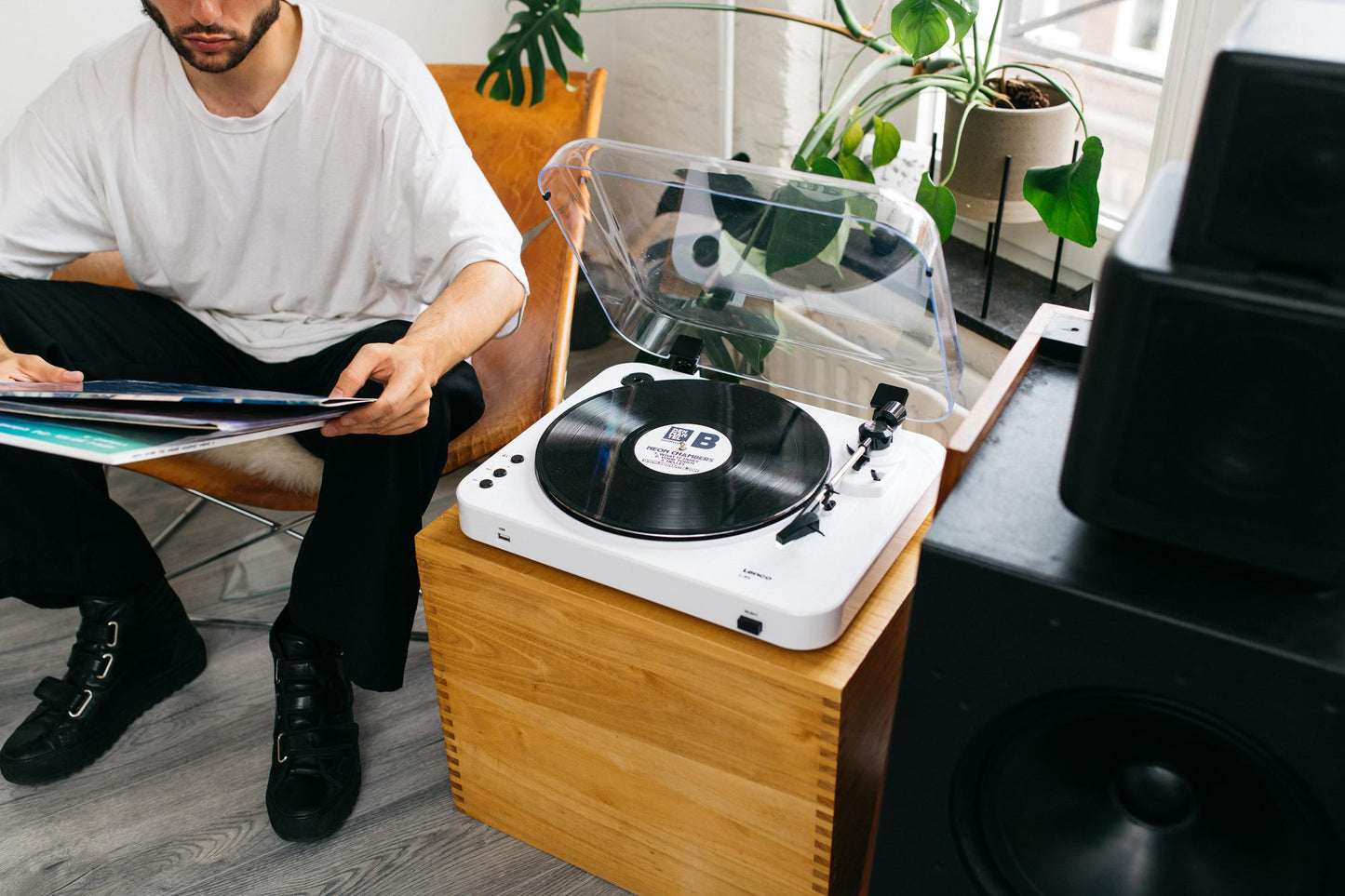 USB Record Player, Semi-Automatic, White, 33/45 RPM