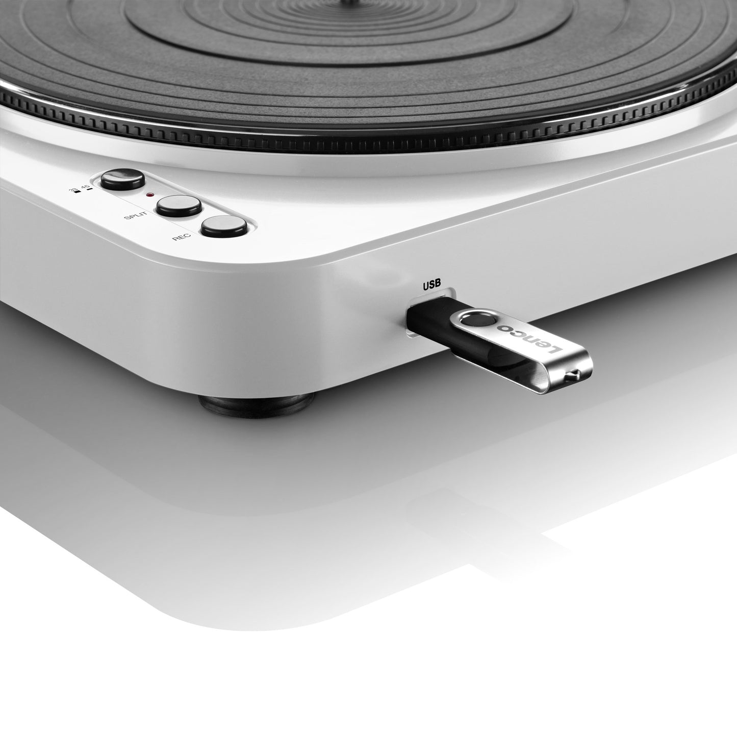 USB Record Player, Semi-Automatic, White, 33/45 RPM