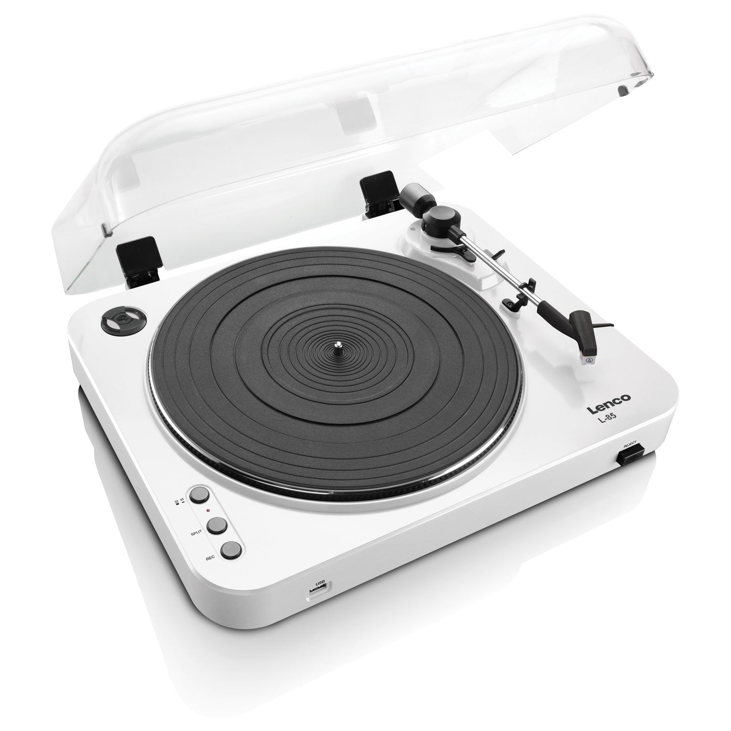 USB Record Player, Semi-Automatic, White, 33/45 RPM