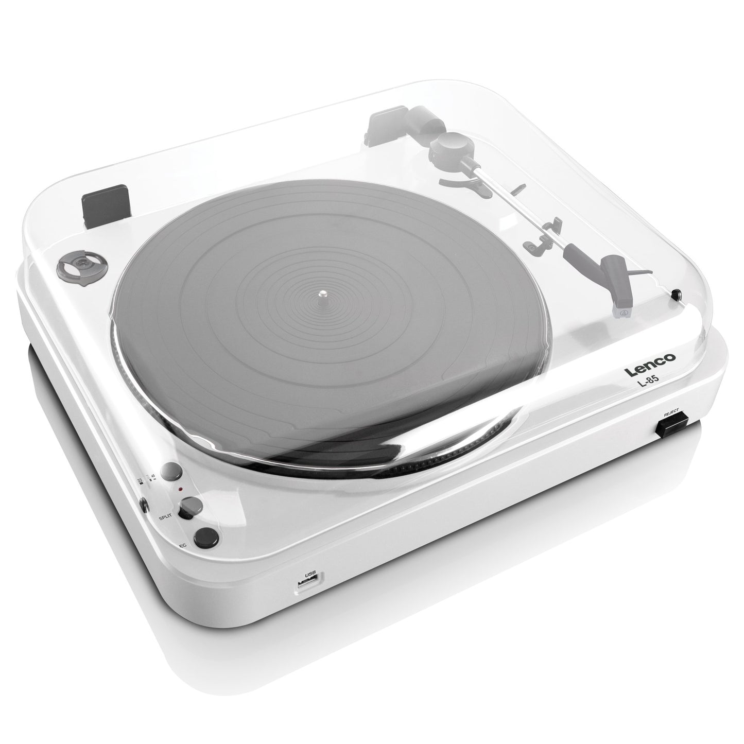 USB Record Player, Semi-Automatic, White, 33/45 RPM