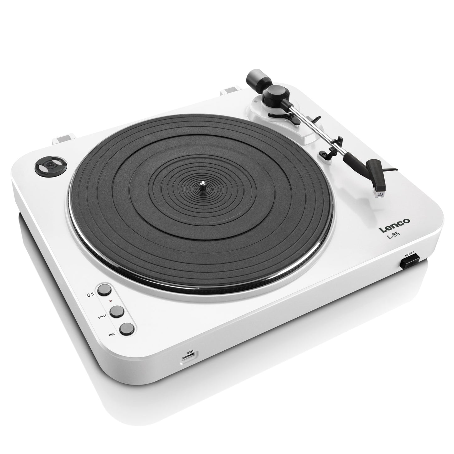 USB Record Player, Semi-Automatic, White, 33/45 RPM