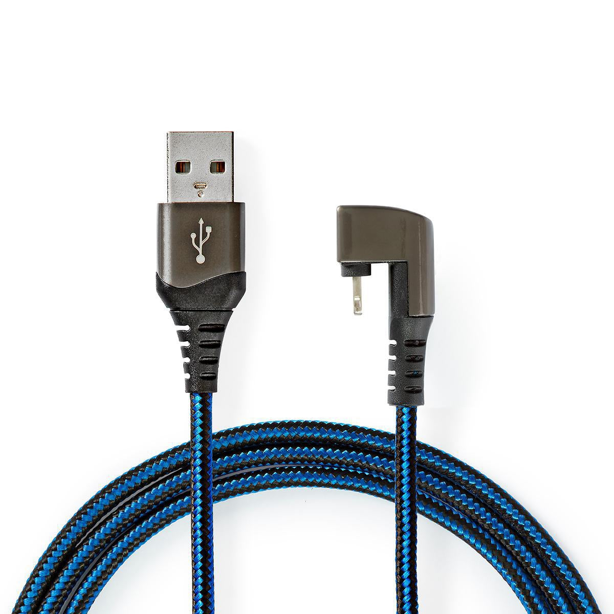 USB cable | USB 2.0 | Apple Lightning, 8-pin | USB-A Male | 12 W| 480 Mbps | Nickel Plated | 1.00 m | Round | Braided / Nylon | Blue / Black | Carton with covered window
