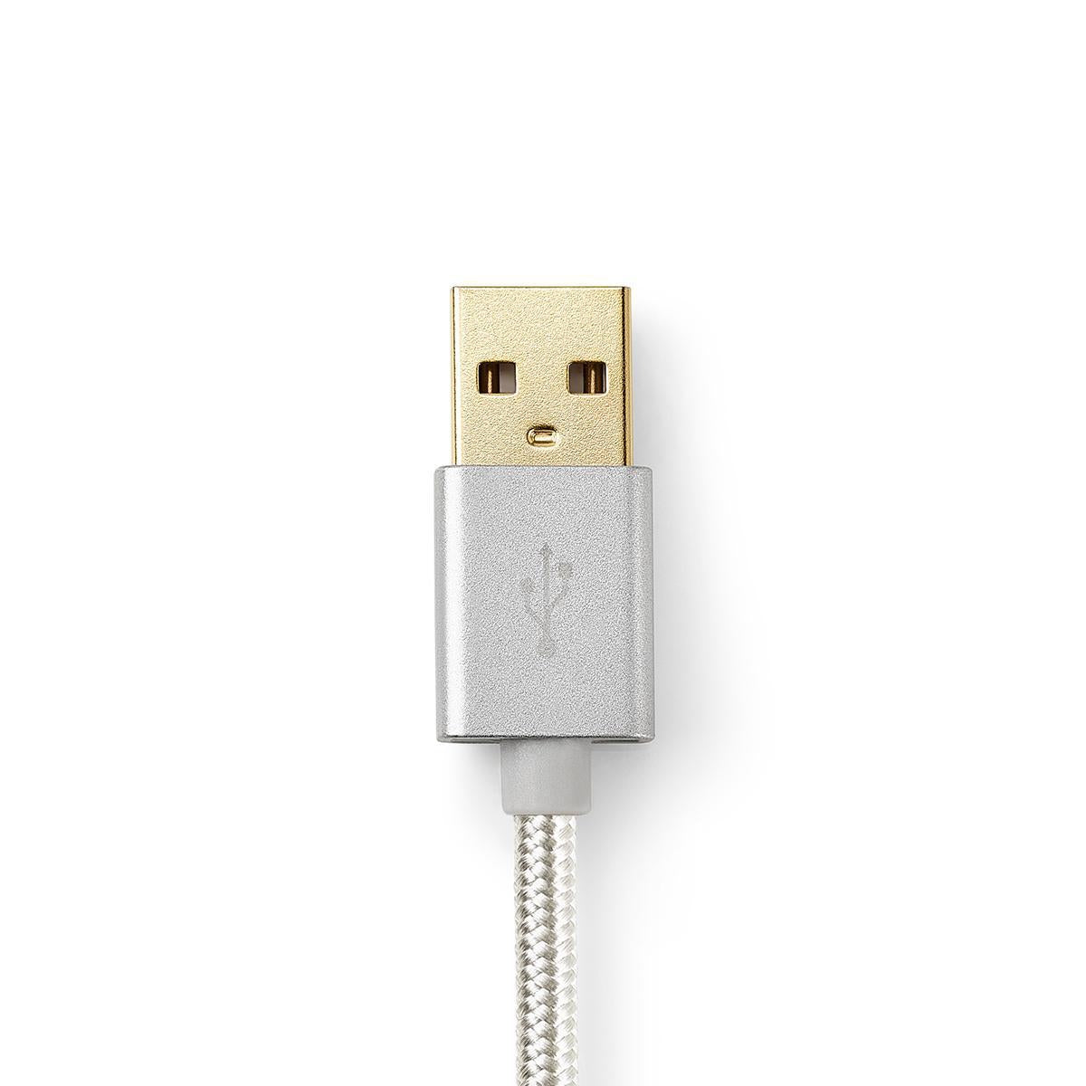 USB cable | USB 2.0 | USB-A Male | USB-C™ Male | 15 W| 480 Mbps | Gold Plated | 1.00 m | Round | Braided / Nylon | Aluminum | Carton with covered window