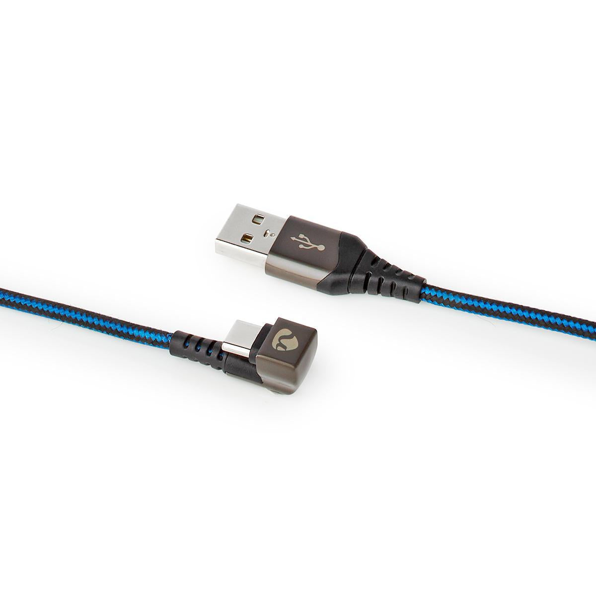 USB cable | USB 2.0 | USB-A Male | USB-C™ Male | 480 Mbps | Gold Plated | 2.00 m | Round | Braided / Nylon | Blue / Black | Carton with covered window