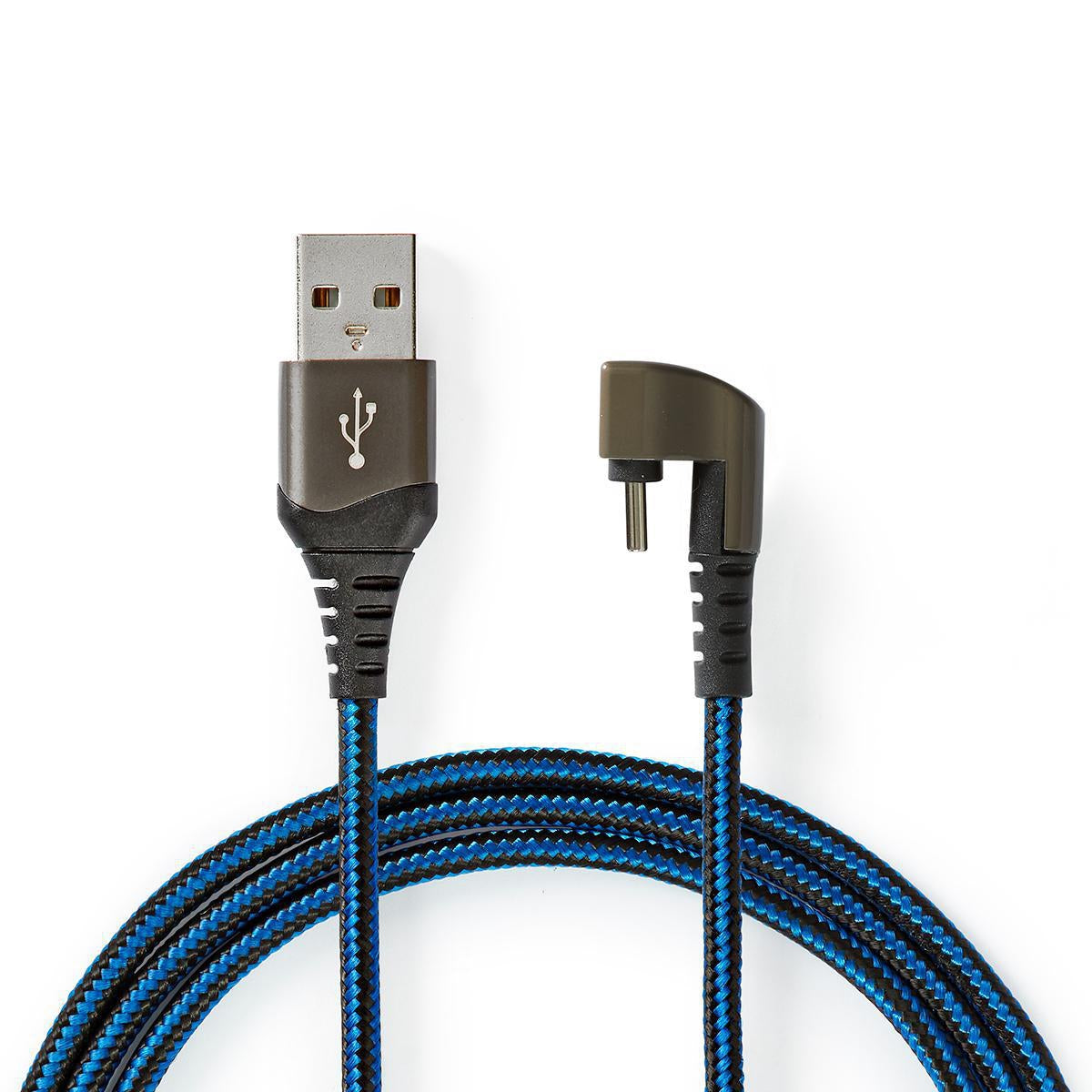 USB cable | USB 2.0 | USB-A Male | USB-C™ Male | 480 Mbps | Gold Plated | 2.00 m | Round | Braided / Nylon | Blue / Black | Carton with covered window