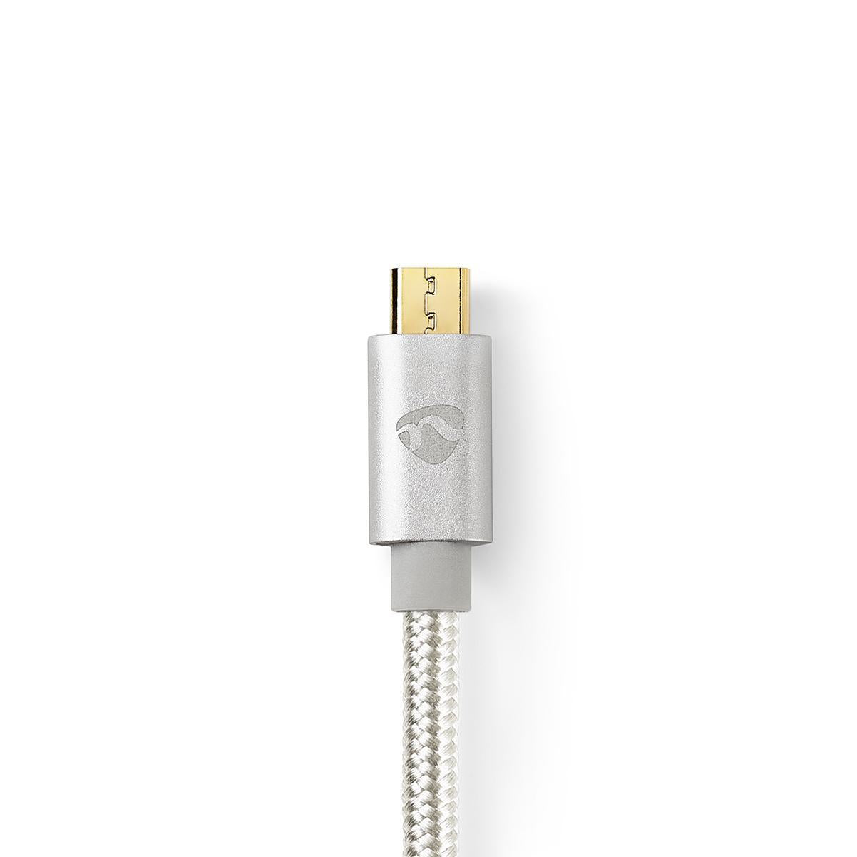 USB cable | USB 2.0 | USB-A Male | USB Micro-B Male | 10 W| 480 Mbps | Gold Plated | 3.00 m | Round | Braided / Nylon | Aluminum | Carton with covered window
