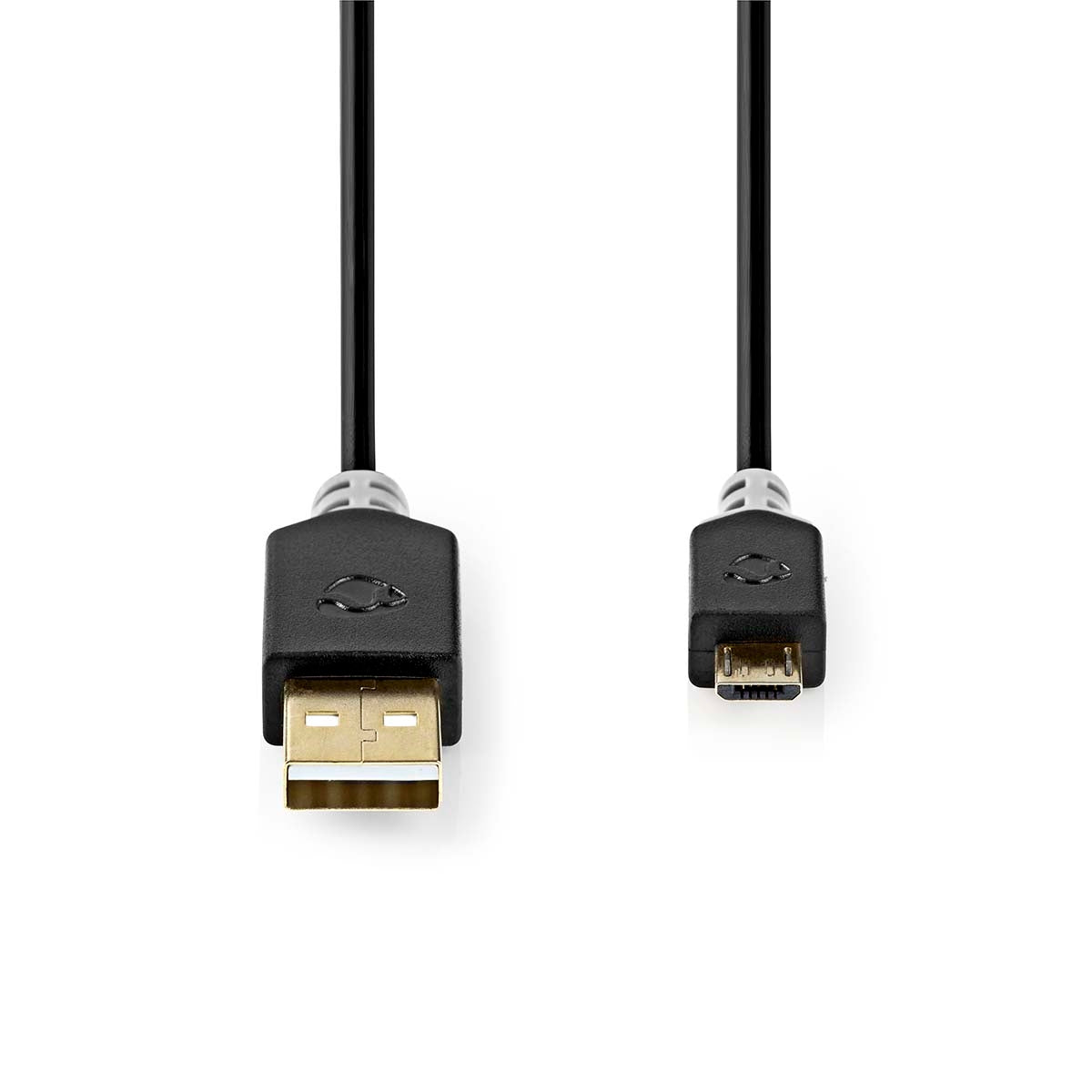 USB cable | USB 2.0 | USB-A Male | USB Micro-B Male | 480 Mbps | Gold Plated | 1.00 m | Round | PVC | Anthracite | Box