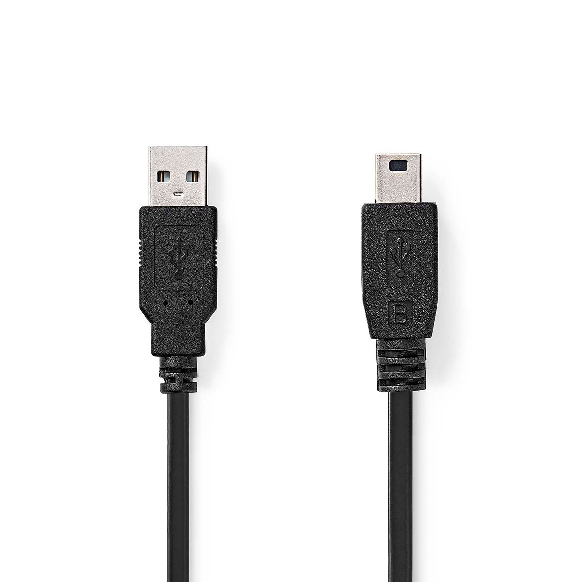 USB cable | USB 2.0 | USB-A Male | USB Mini-B 5 pin Male | 480 Mbps | Nickel Plated | 5.00 m | Round | PVC | Black | Envelope