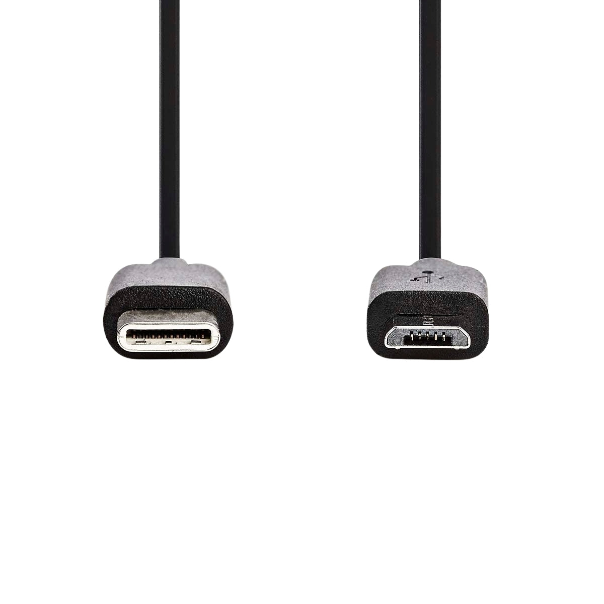 USB cable | USB 2.0 | USB-C™ Male | USB Micro-B Male | 60 W | 480 Mbps | Nickel Plated | 1.00 m | Round | PVC | Black | Label