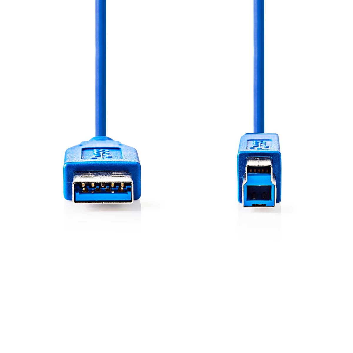 USB cable | USB 3.2 Gen 1 | USB-A Male | USB-B Male | 5 Gbps | Nickel Plated | 3.00 m | Round | PVC | Blue | Plastic bag