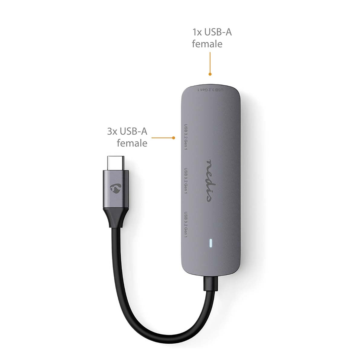 USB hub | 1x USB-C™ | 4x USB A Female | 4-Port port(s) | USB 3.2 Gen 1 | USB Power | 5 Gbps