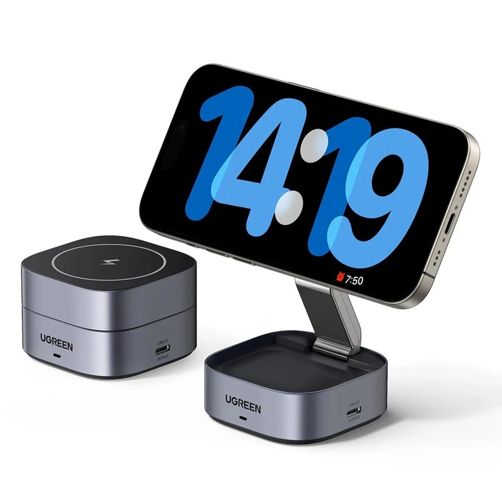 Ugreen 3-in-1 MagSafe to Qi Wireless Charger for Phone/Headphones with USB-C Port - Black