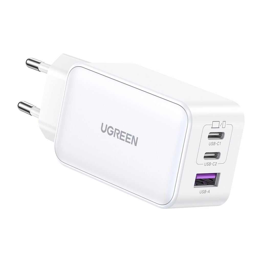 Ugreen GaN Fast Charger 2x USB-C, 1x USB-A, 65W, PD, QC - White