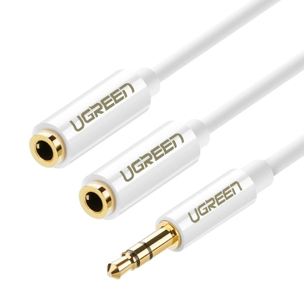 Ugreen Headphone Minijack 3.5mm to 2x Minijack 3.5mm Splitter Adapter Cable, 20cm - White