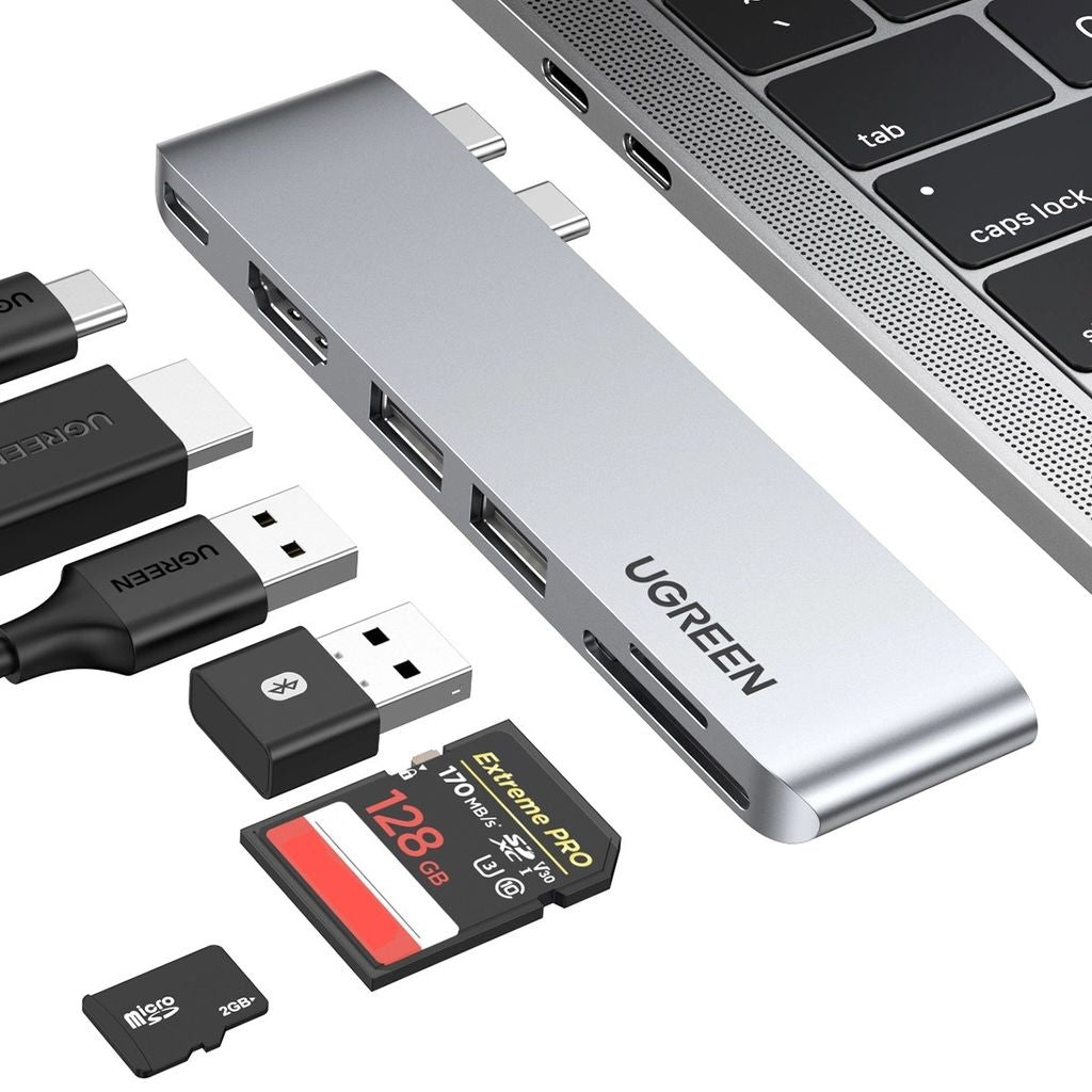 Ugreen Hub 2xUSB-C to HDMI / 2xUSB 3.0 / SD TF / USB-C PD - Gray