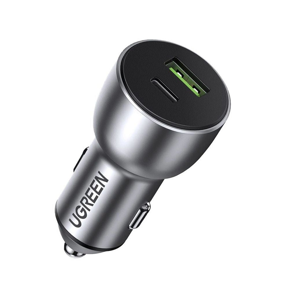 Ugreen USB-A / USB-C Car Charger, QC 3.0, PD, 36W - Gray