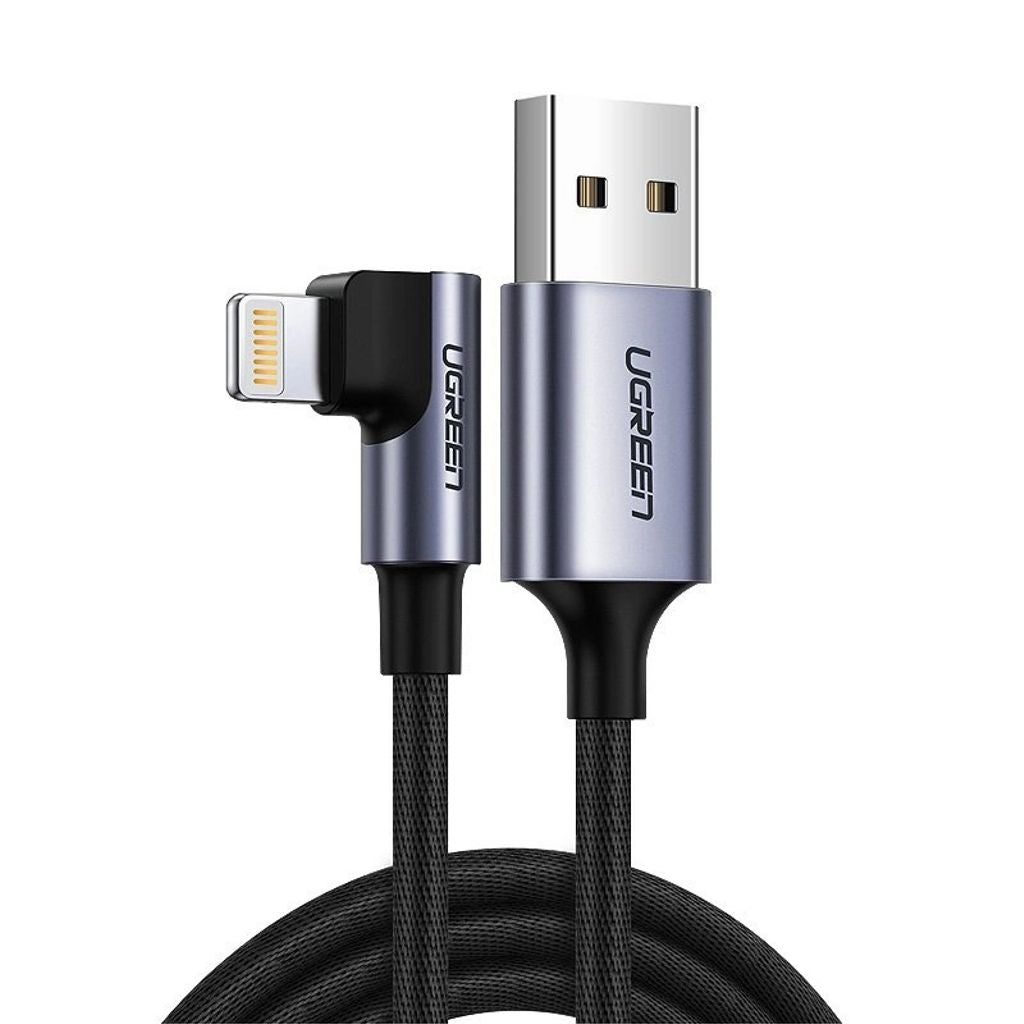 Ugreen USB-A to Lightning angled MFI cable, 2.4A, 1m - black
