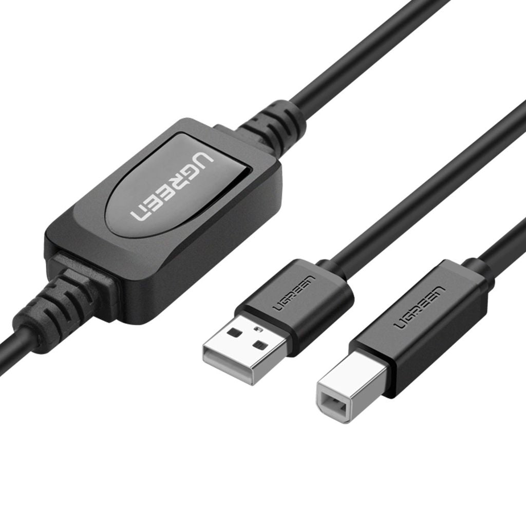 Ugreen USB-B to USB-A 2.0 printer cable, 15m - Black