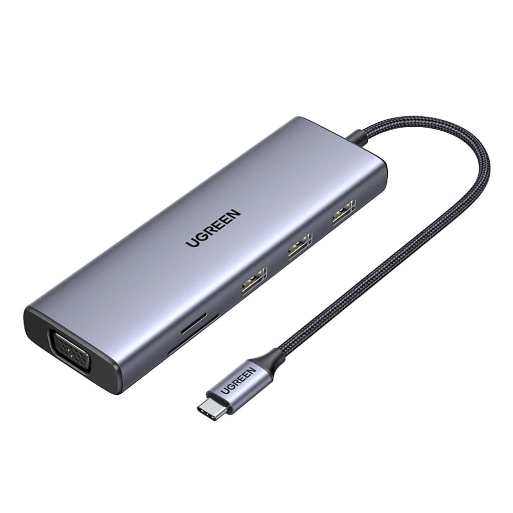 Ugreen USB-C Adapter to 3x USB-A 3.0 / HDMI / VGA / RJ45 / SD / TF / USB-C PD - Gray