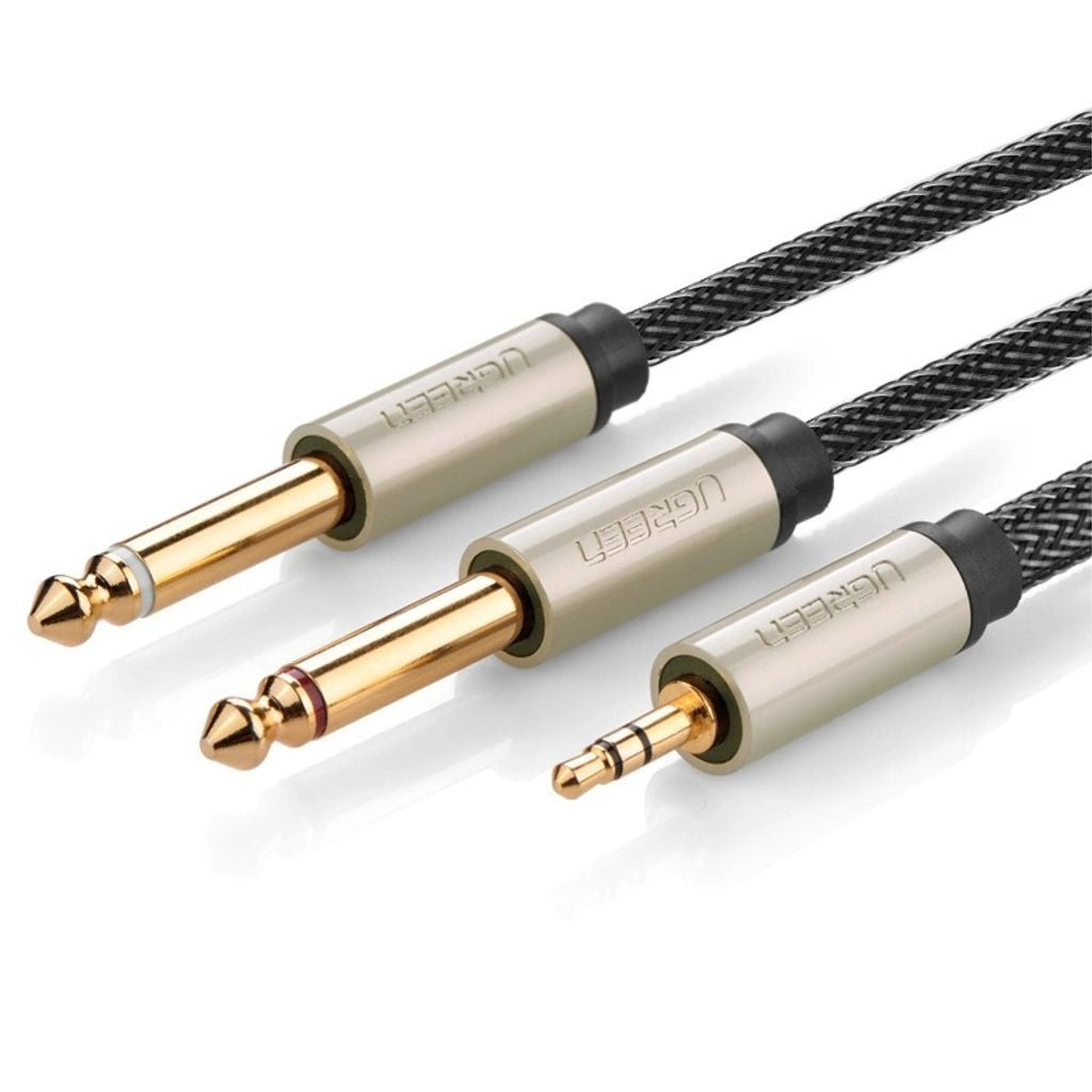 Ugreen minijack 3.5mm to 2x jack 6.35mm, splitter adapter cable, 1m - Gray