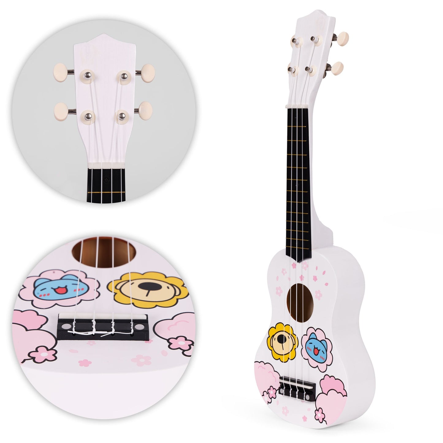 Ukulele for Kids, Wooden, 4 Nylon Strings, Includes Pick
